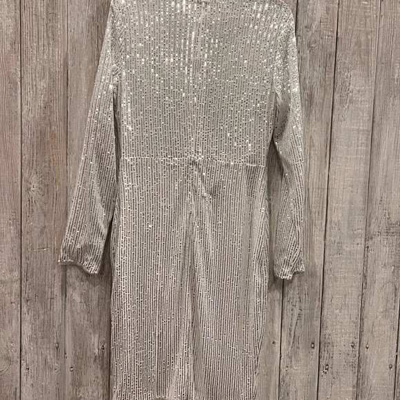 SHEIN Bae New, White/ Sequins, Fringe Dress - Picture 3 of 8